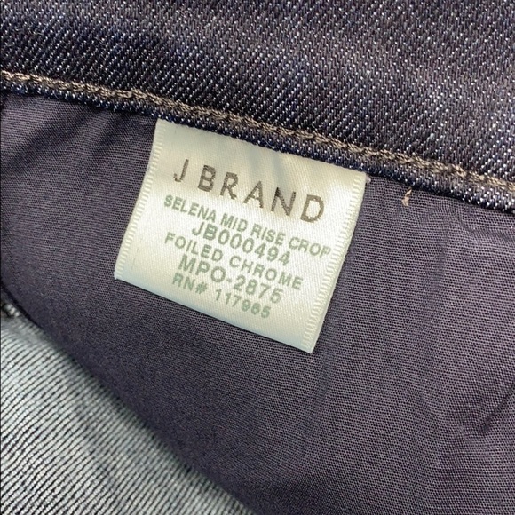 J Brand Selena Mid Rise Crop Jeans Foiled Chrome - Picture 10 of 10